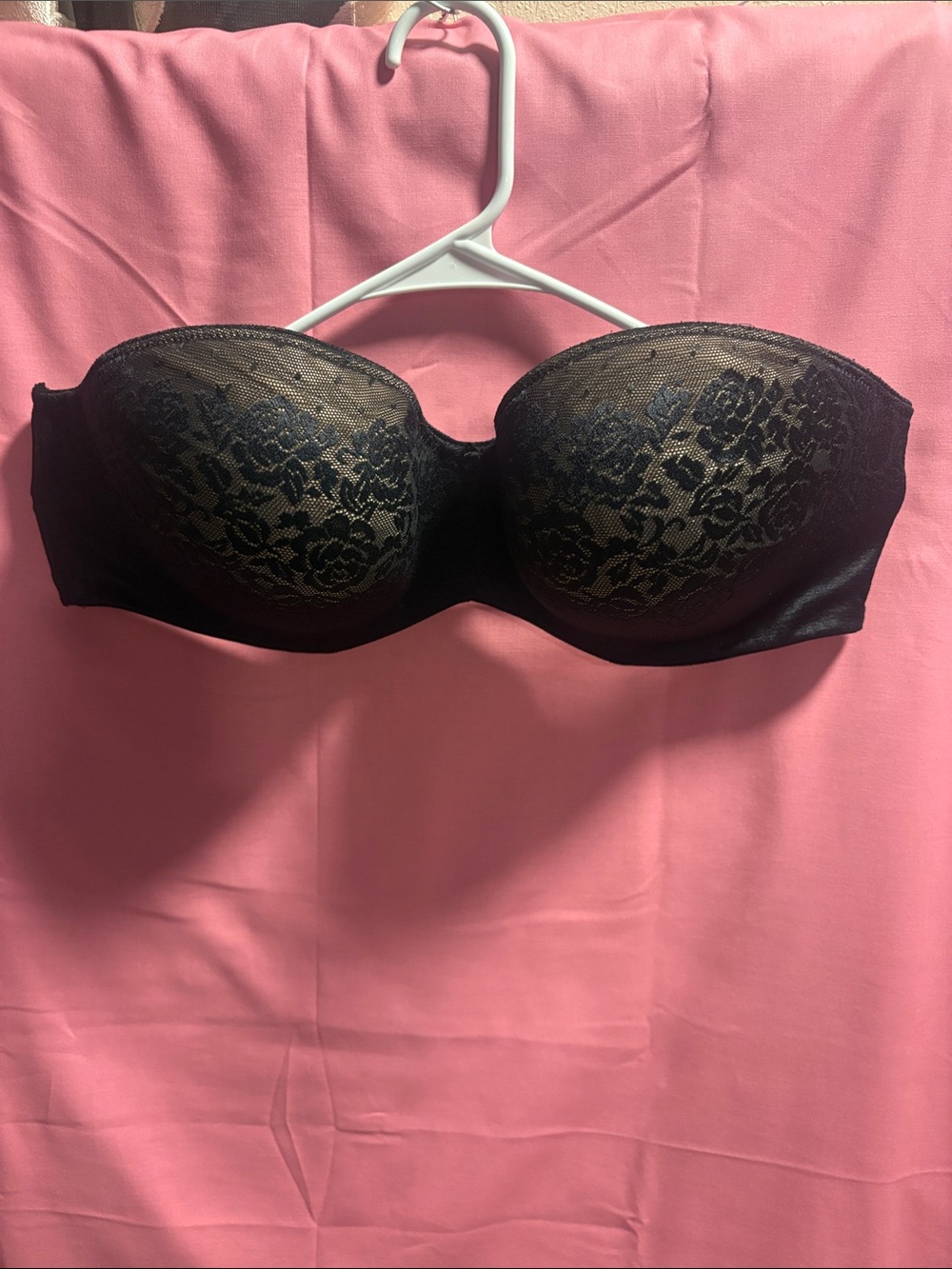 Soma Black Lace-Overlay Strapless Bandeau Bra